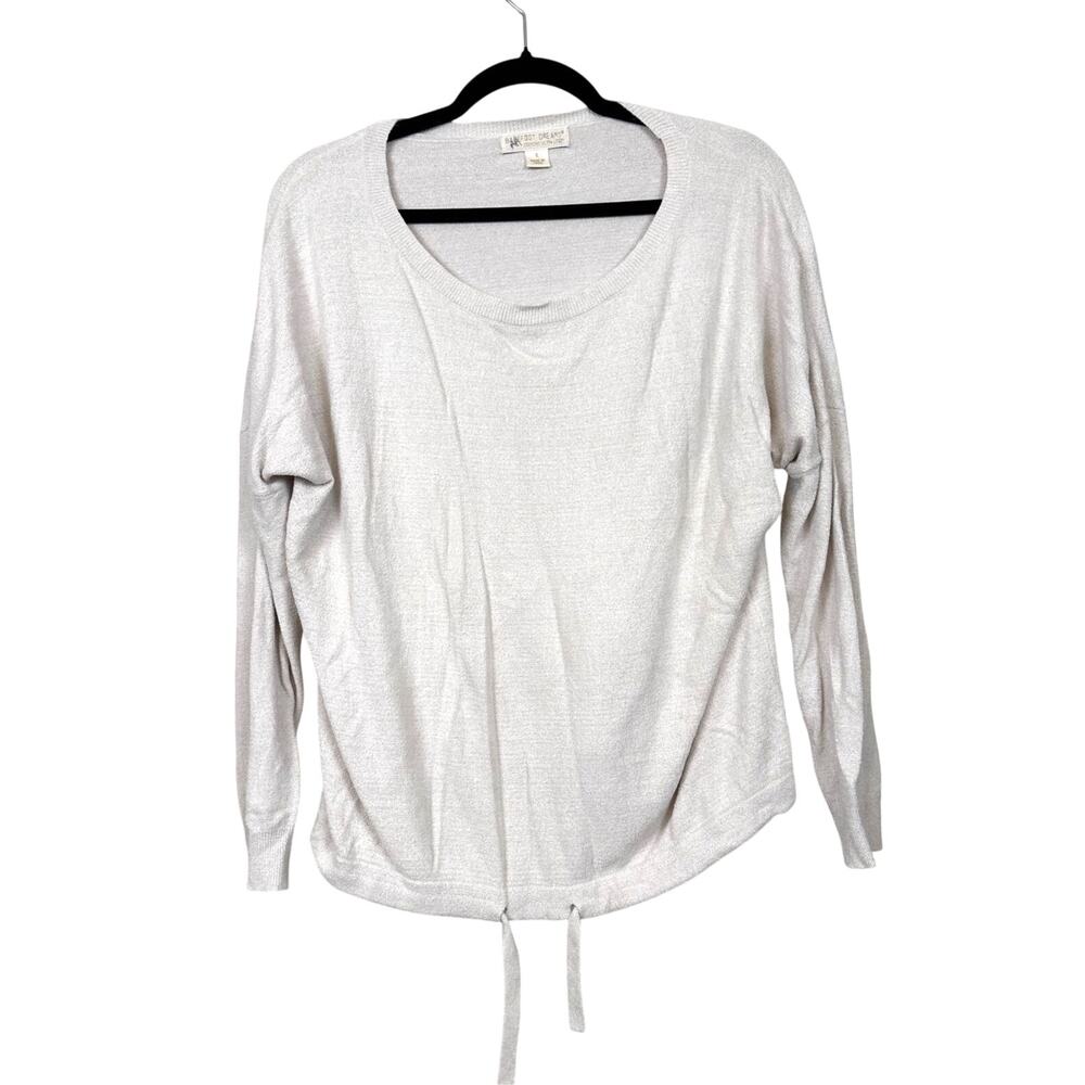 Barefoot Dreams Womens S Gray CozyChic Scoop Neck Tie Front Soft Sweater